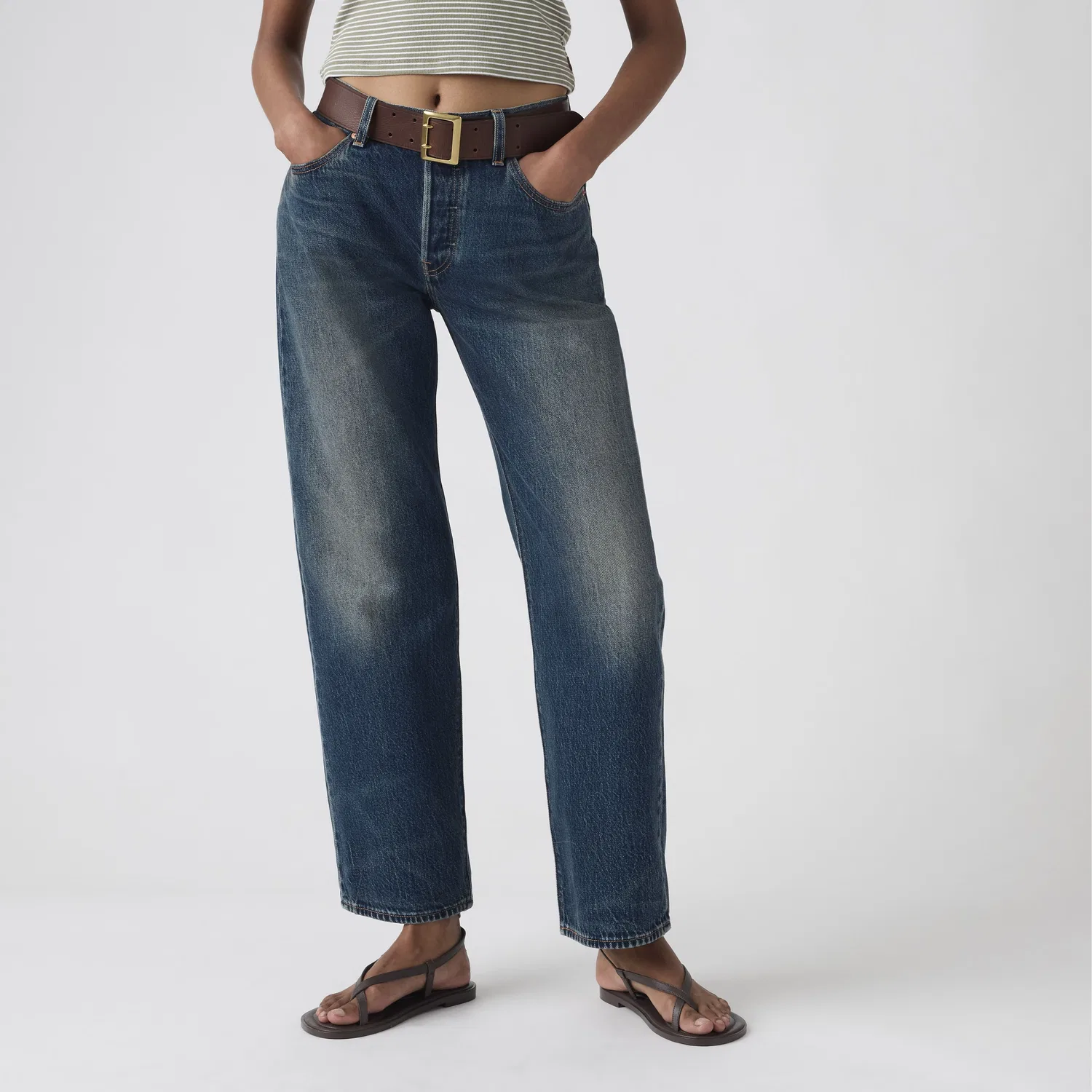 Женские легкие джинсы 501 в стиле 90-х, укороченные до щиколотки Levi's, Dark Wash — фото 2