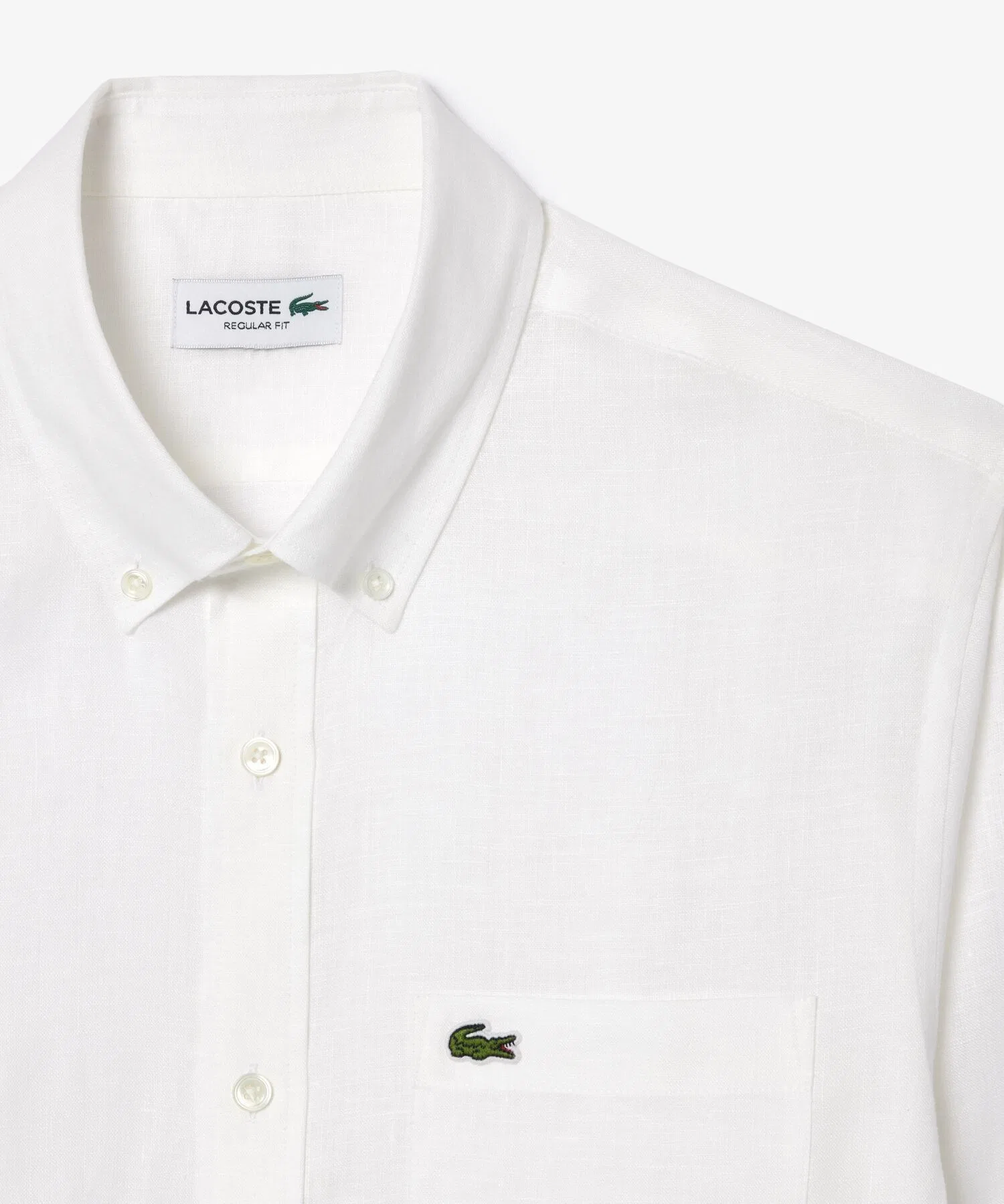 Рубашка Lacoste мужская с длинным рукавом, воротник button-down, 100% лен, синий — фото 2