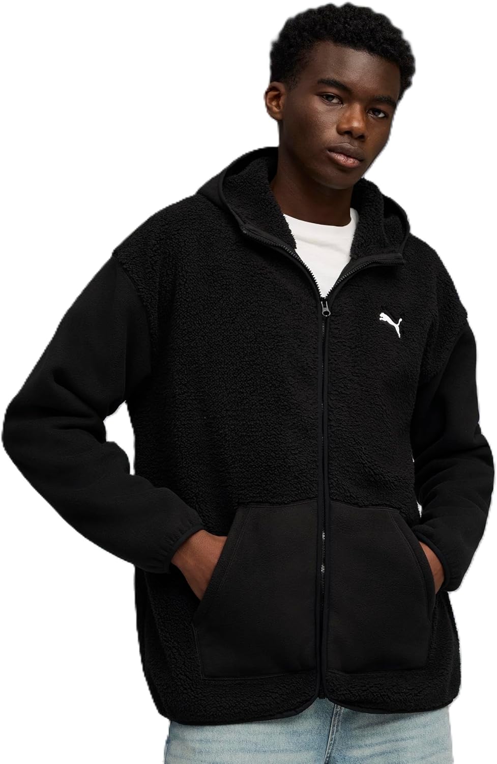 

Мужская толстовка PUMA ESS ELEVATED Relaxed FZ Hoodie (Sherpa) с флисовой подкладкой, повседневная спортивная толстовка (691081), черный