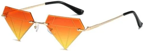 

Модные солнцезащитные очки без оправы в форме бриллианта для женщин, очки «кошачий глаз», забавные очки для вечеринок и отдыха на природе MTZJH, Orange Yellow