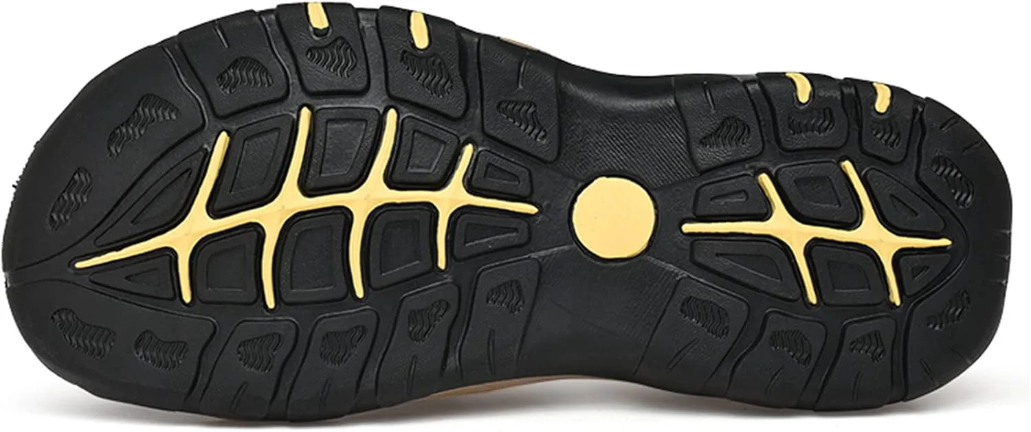 

Мужские кожаные прогулочные сандалии Cmadolrs, закрытые носки, обувь для пляжа и улицы, летние повседневные сандалии, размеры обуви 5.5-14, светло-коричневый