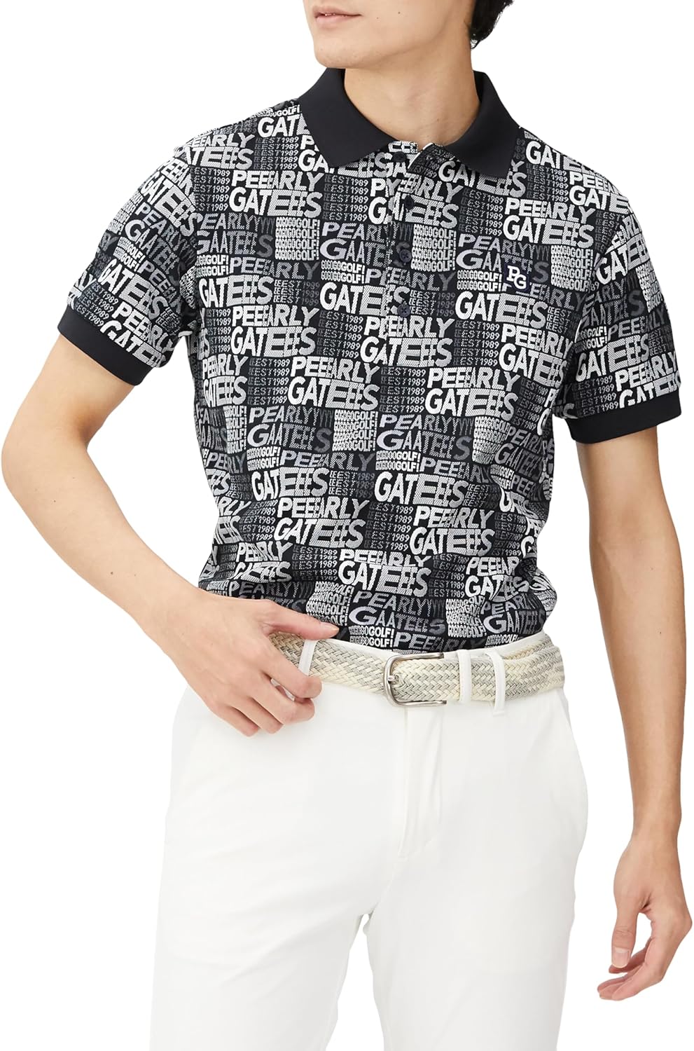 

Мужская поло-рубашка PEARLY GATES с коротким рукавом (влагоотводящая, быстросохнущая, с градиентным логотипом) / для гольфа / 053-4160313, темно-синий