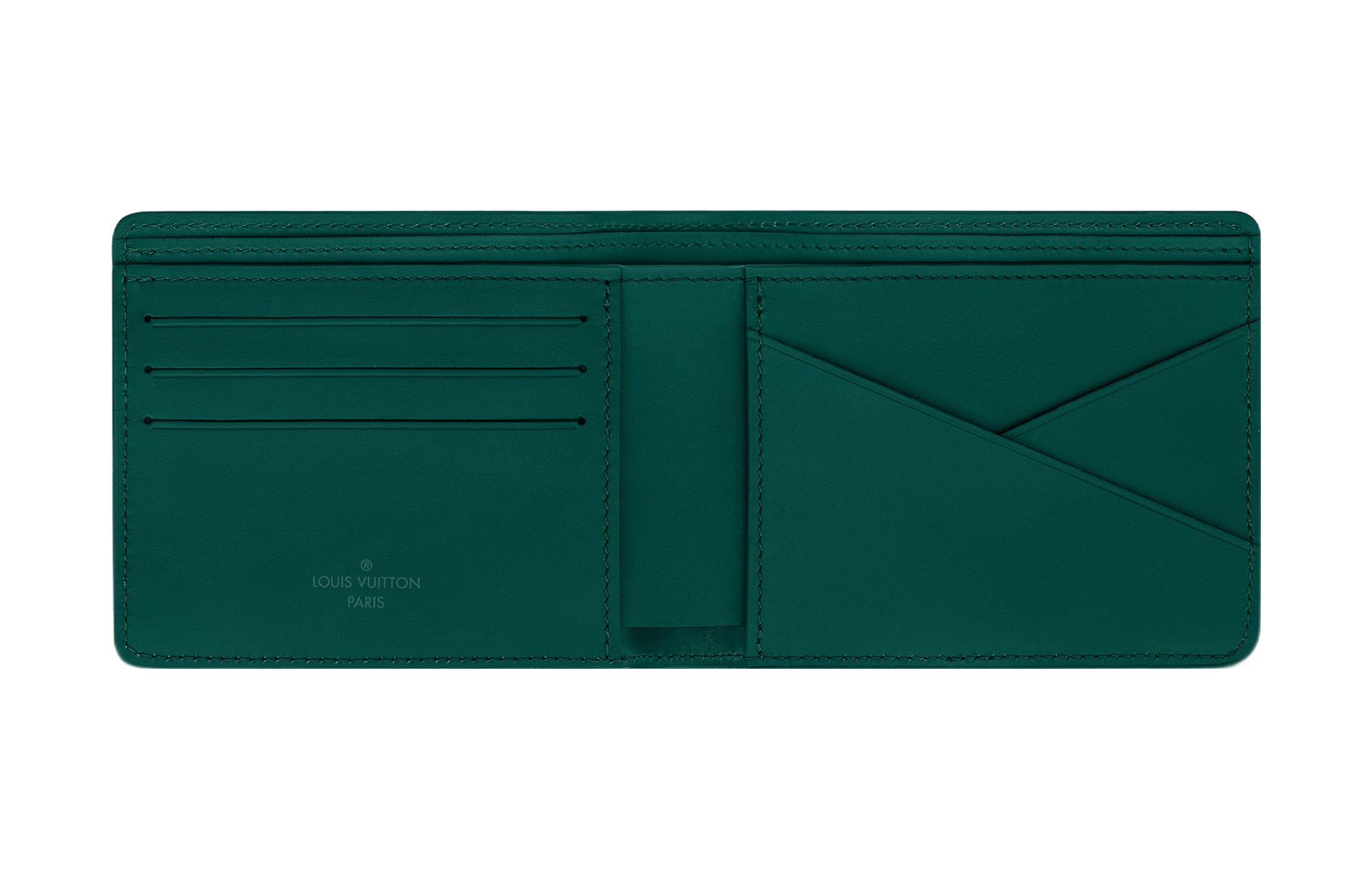 LOUIS VUITTON Мужской бумажник из натуральной кожи тёмно-зелёный — фото 4