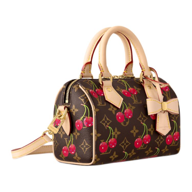 LOUIS VUITTON Сумка-спид Takashi Murakami Cherry Speedy Bandouliere 20 коричневая монограмма — фото 2