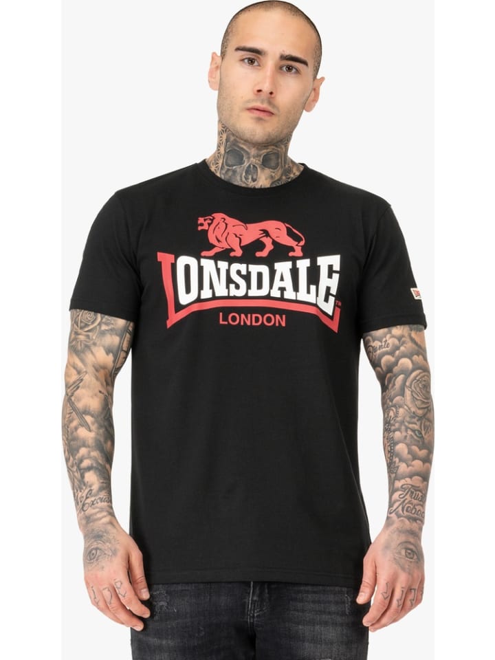

Футболка Lion Two Tone Herren T-Shirt normale Passform Lonsdale, черный