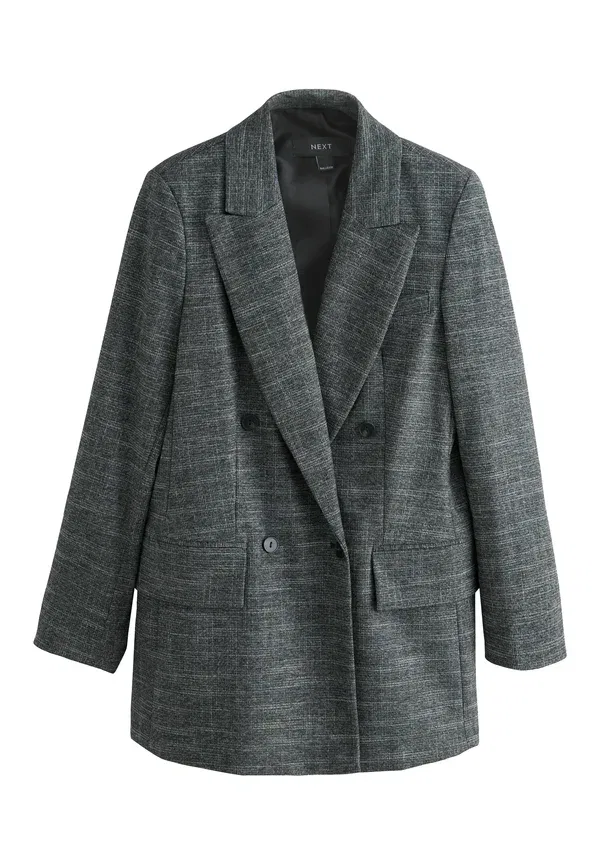 Пальто Next Regular fit crosshatch double breasted longline short coat, серый