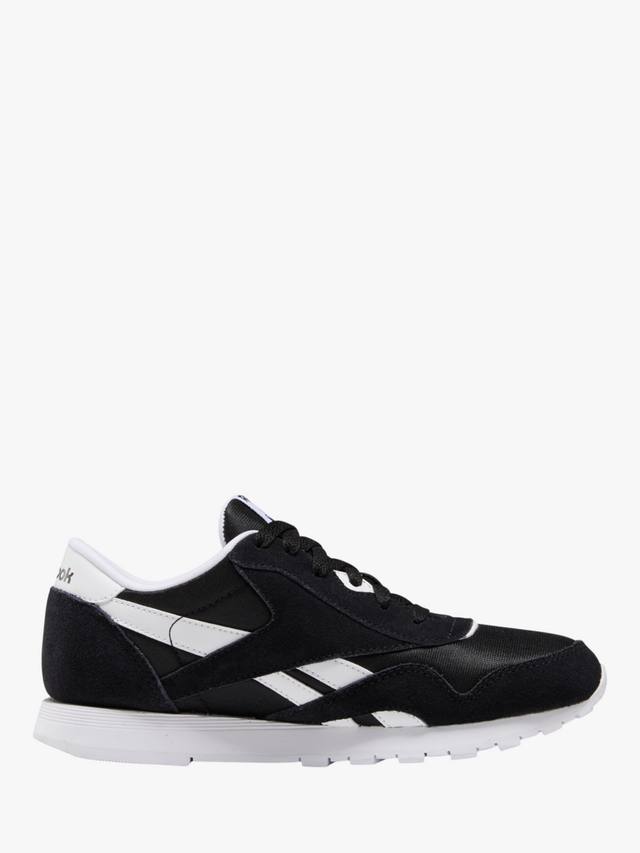 Детские классические кожаные шнурованные кроссовки Reebok, Black — фото 4