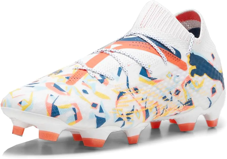 Футбольные бутсы PUMA для мужчин Future 7 Ultimate Creativity для твердого и искусственного покрытия - синие, белые, синий/оранжевый/белый/желтый — фото 2
