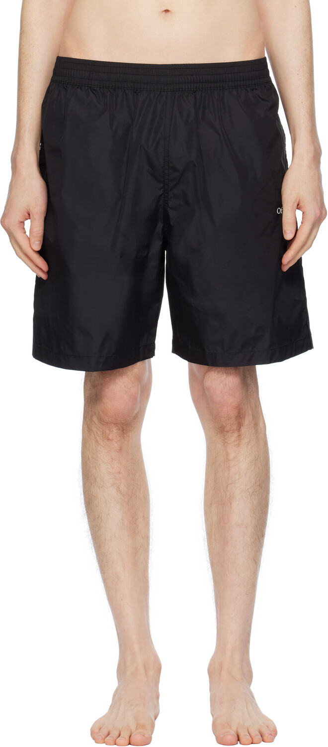 

Черные шорты для плавания с диагональным контуром Surfer Off-White