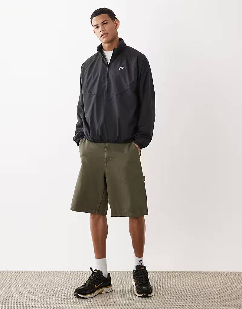 Легкая куртка Nike Windrunner с застежкой-молнией до середины груди, черный — фото 2