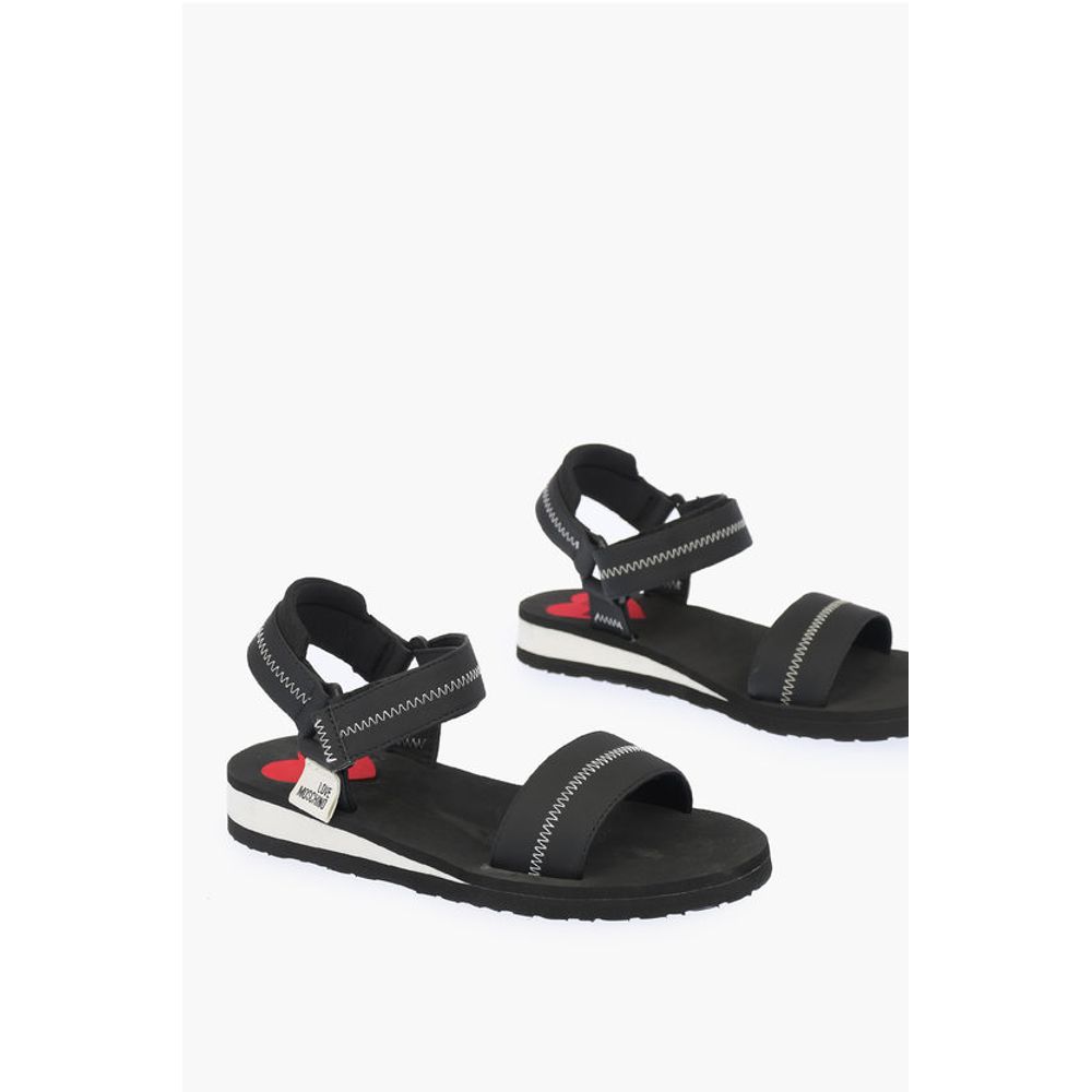 Сандалии LOVE EVA30 с узором «зигзаг» и застежкой на липучке Moschino, Black