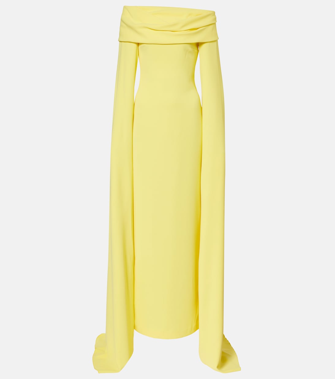 

Креповое платье Nuri с открытыми плечами и пелериной Solace London, Lemon