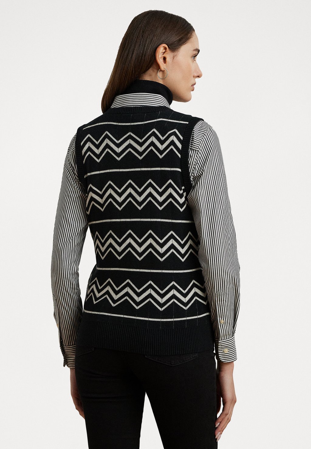 

Джемпер CHEVRON COTTON BLEND V-NECK SWEATER VEST Lauren Ralph Lauren, черный