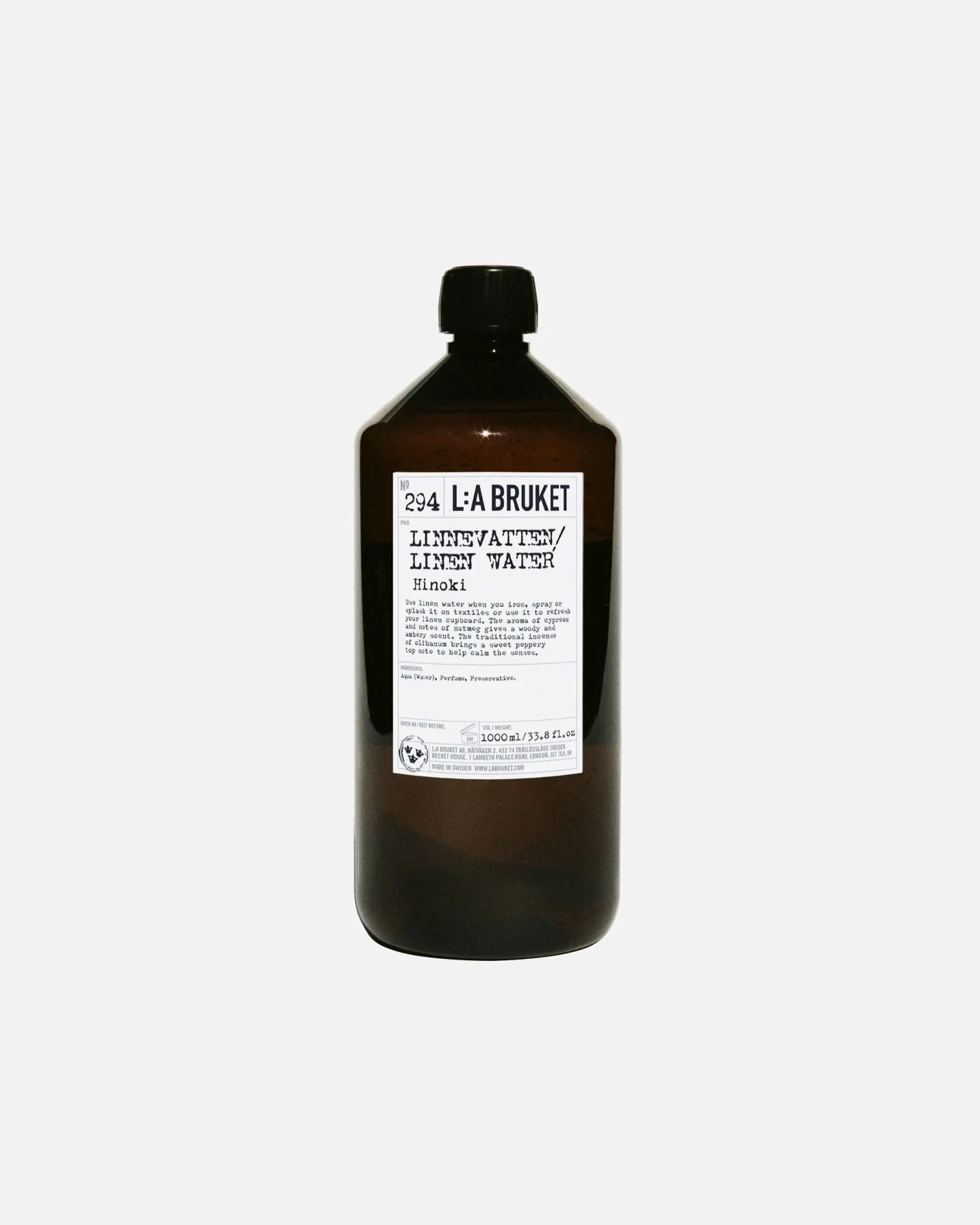 Ароматизатор для белья № 294 «Льняная вода хиноки» La Bruket, 1000 мл