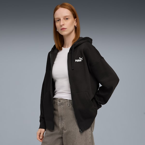 

Женская флисовая толстовка с капюшоном на молнии Puma Essentials, черный