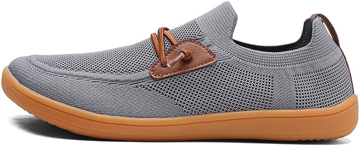 

Мужские кроссовки с широкой передней частью, сетчатые, без шнурков, минималистичные, дышащие, противоскользящие, на плоской подошве, большие размеры Abnkarwin, серый