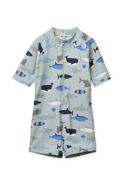 Комбинезон для плавания с защитой UV40+ Max Printed Shortsleeve Swim Jumpsuit Liewood, синий