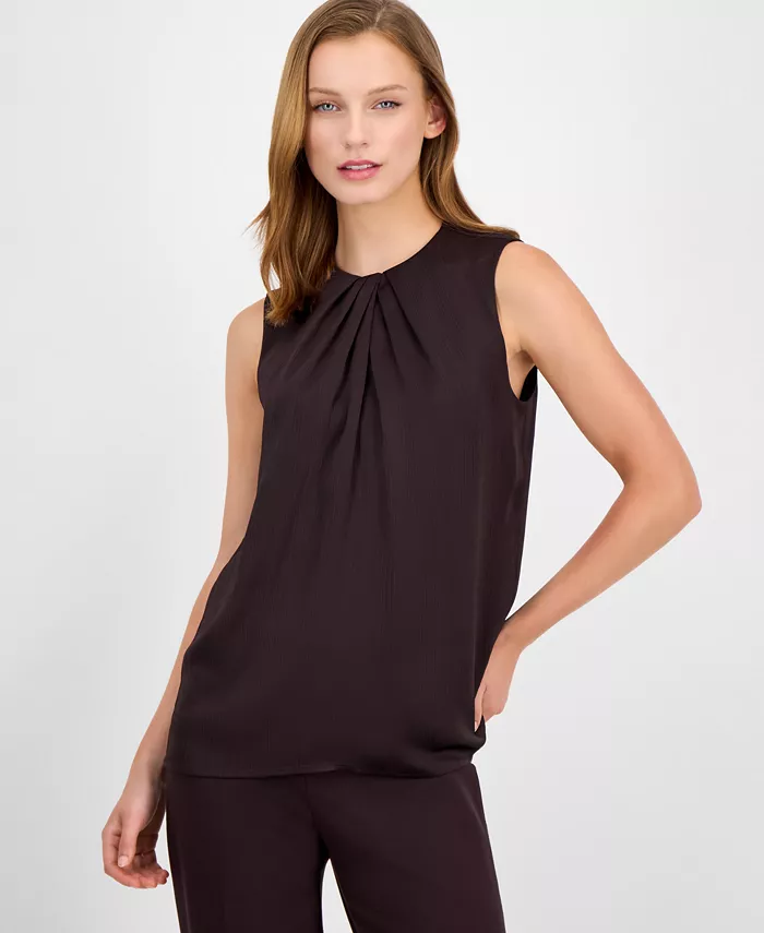 

Женский топ без рукавов с закрученным воротником Anne Klein, коричневый