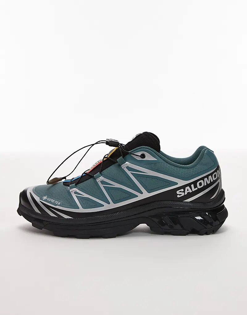 Кроссовки Salomon XT-6 GTX в североатлантическом зеленом и серебристом цветах — фото 2