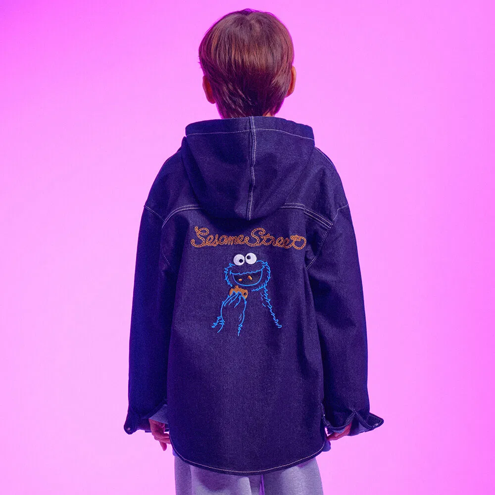 Детская джинсовая рубашка Western Cookie Monster x Sesame Street, индиго, от Covernat Kids