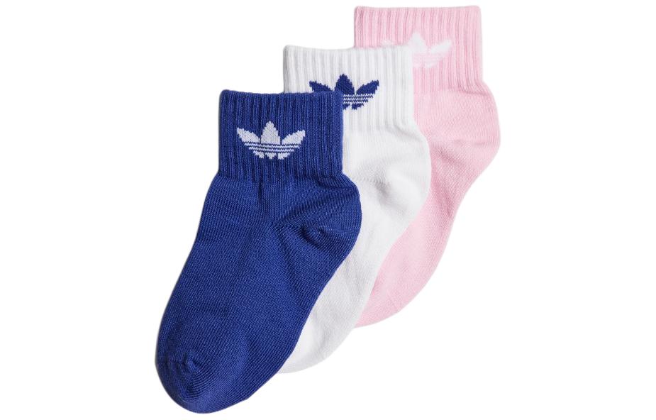 Детские носки Adidas Originals, 3 пары (белый+розовый+индиго) — фото 2