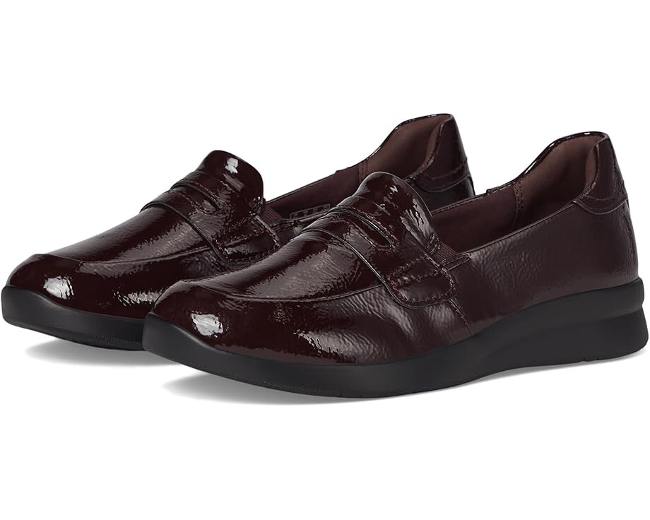 

Лоферы Clarks Ellowyn Penny, цвет Wine Crinkle Patent Synthetic