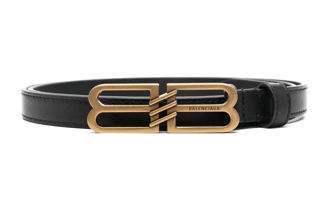 Balenciaga Женский кожаный ремень из коровьей кожи шириной 1,5 см, Black — фото 3