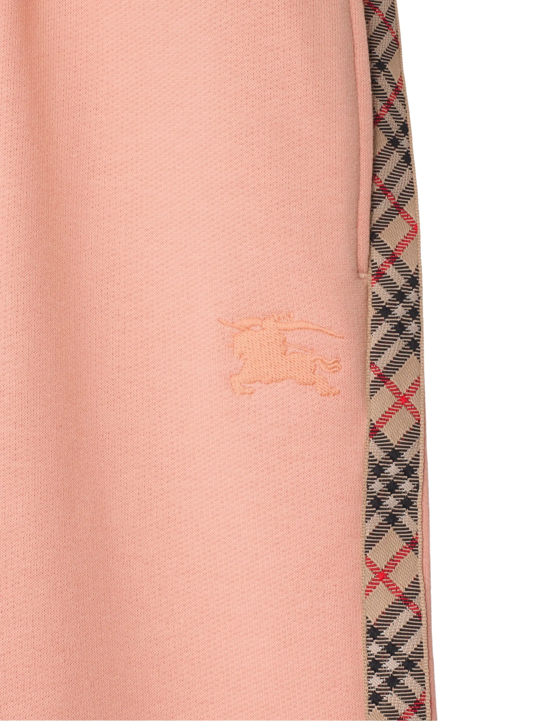 Спортивные брюки с отделкой в клетку Burberry Kids, розовый — фото 3