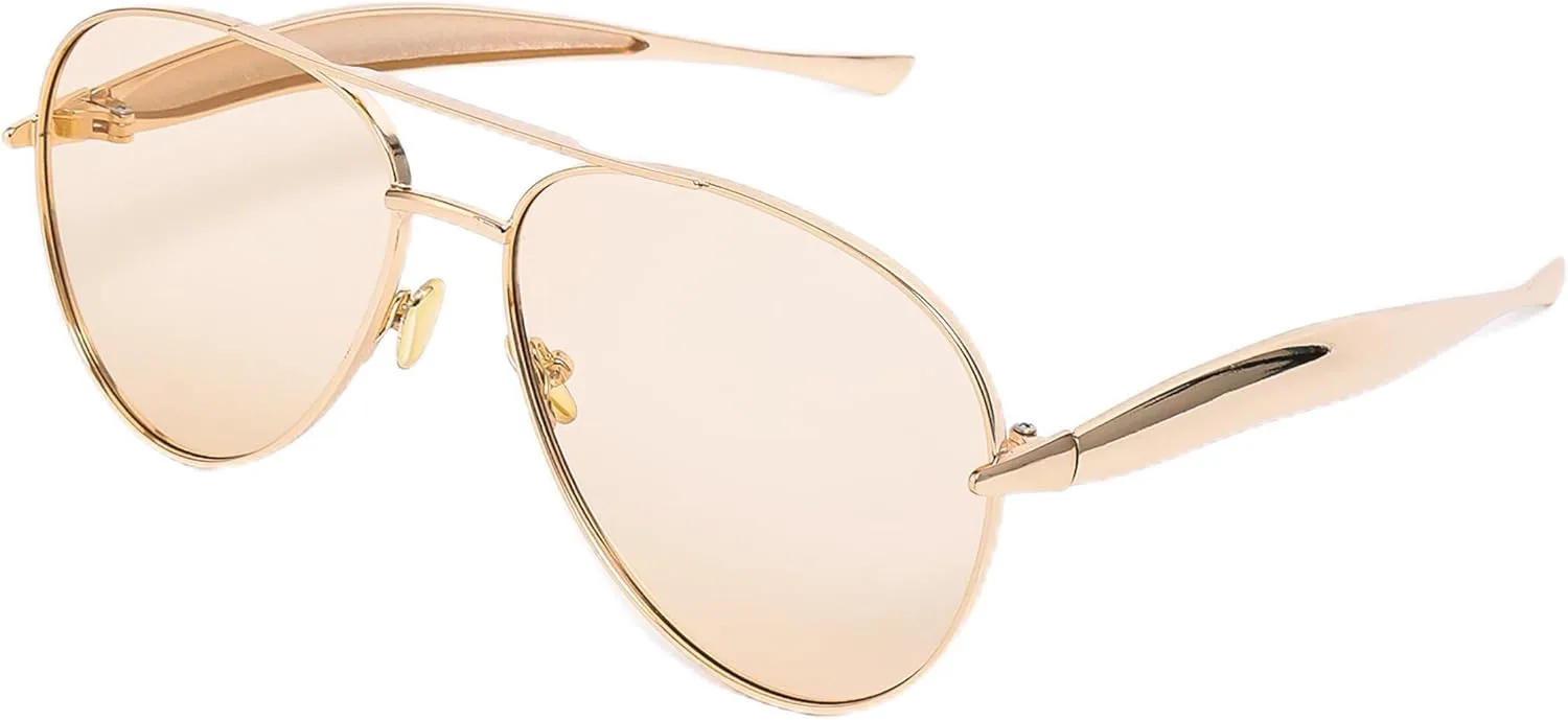

Большие солнцезащитные очки-авиаторы для женщин с градиентными линзами, винтажная металлическая оправа в стиле 70-х, модные аксессуары OTICALA, Light Champagne