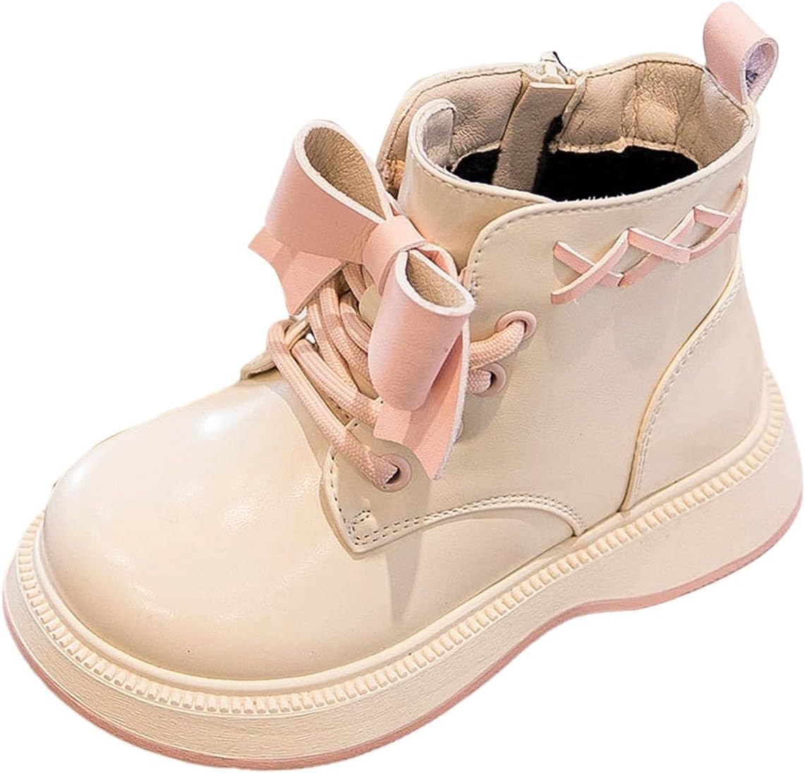 

Детские ботильоны IWIHMIV для девочек с боковой молнией, модные и удобные, с теплой подошвой, против скольжения, короткие, для малышей, Beige