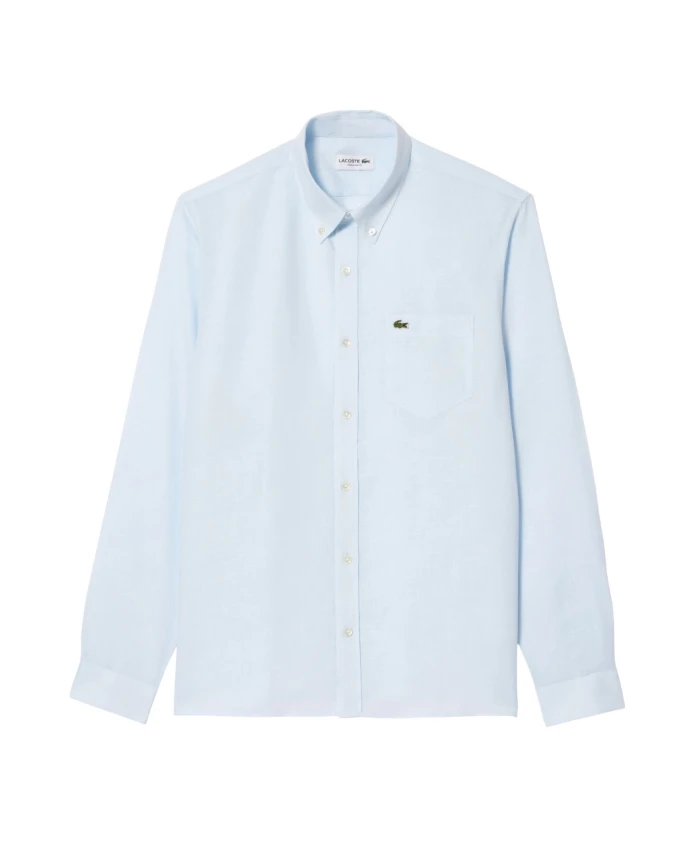 

Прозрачная голубая льняная рубашка Lacoste, синий