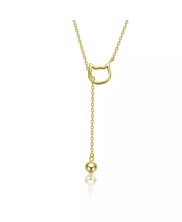 

Детское ожерелье с кулоном в виде контура кошки, покрытое 14-каратным золотом Gigigirl, gold