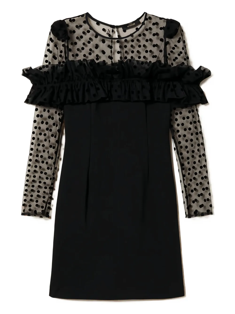 

Мини-платье с оборками в горошек TWINSET, черный