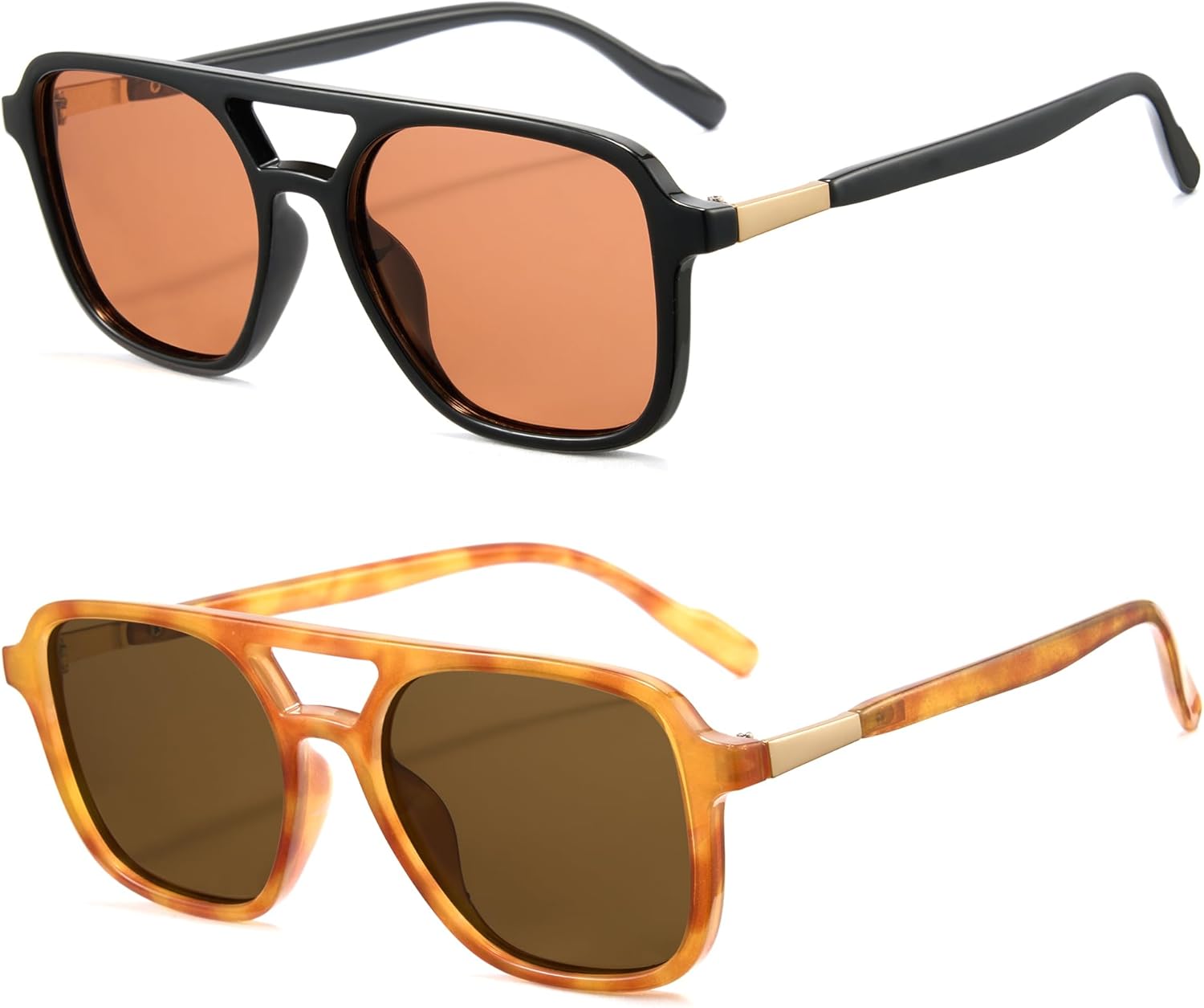 

Комплект из двух ретро-солнцезащитных очков-авиаторов Cyxus в квадратной оправе для женщин. Модные винтажные очки-авиаторы 70-х годов с защитой от УФ-излучения UV400, размер 53 мм, маленький размер, Pink