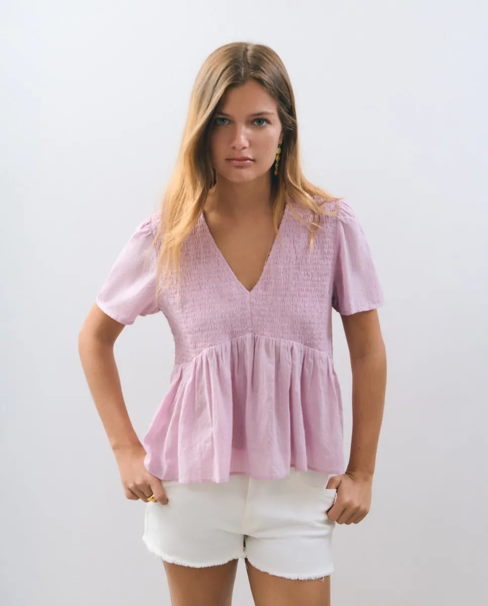 

Женская блузка из хлопка со сборками Brownie, розовый