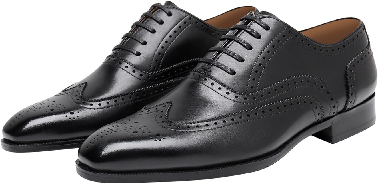 

Мужские оксфорды, туфли из натуральной кожи, броги с крыльями, подходящие к костюму, современные модные туфли для вечеринок, свадеб, делового повседневного ношения, дерби, смокинг для мужчин Santimon, черный