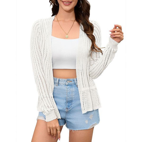 

Женский кардиган с длинным рукавом укороченный Yesfashion, White