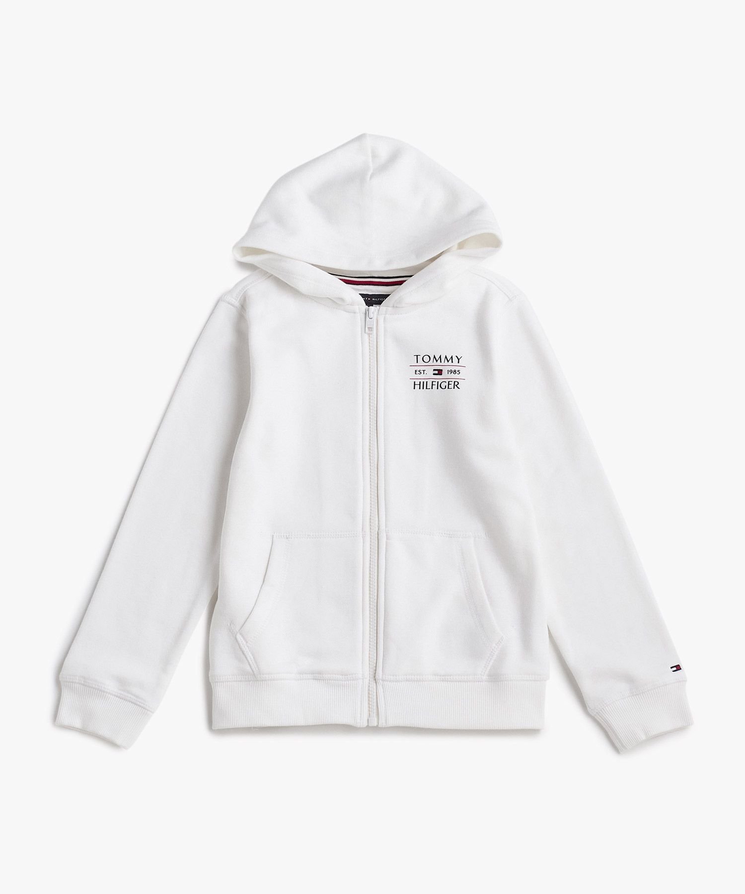 Детская толстовка на молнии Hilfiger с флагом TOMMY HILFIGER, White YBR