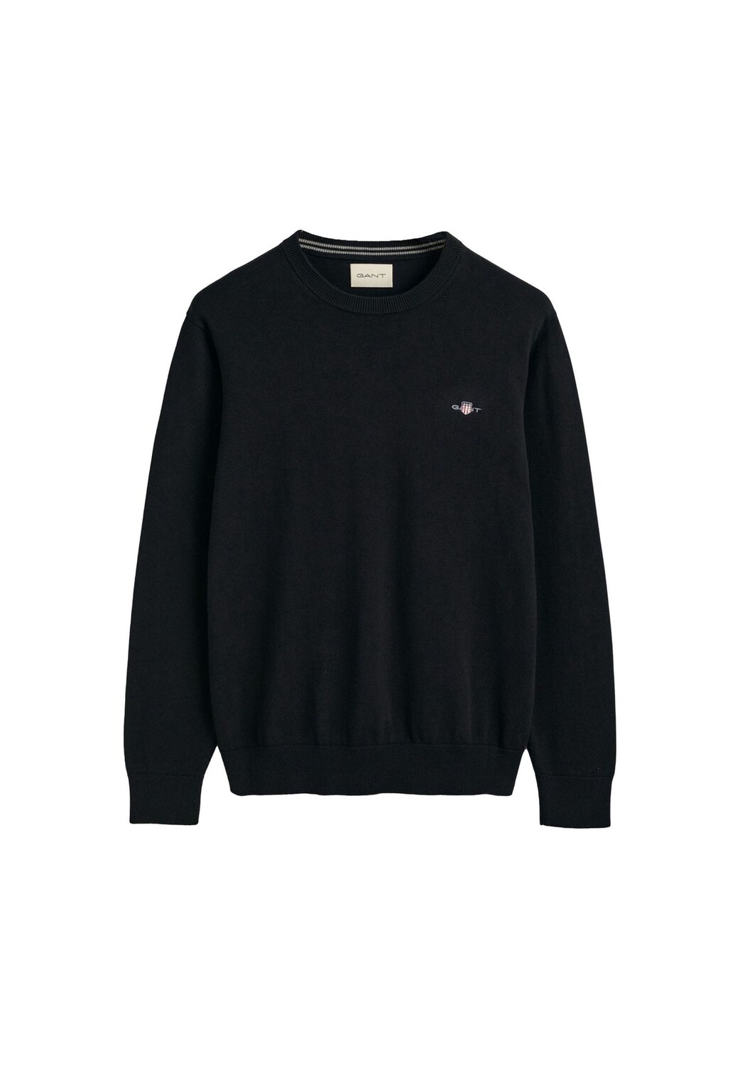 

Мужской свитер - CLASSIC COTTON C-NECK, вязаный свитер, круглый вырез, хлопок GANT, черный