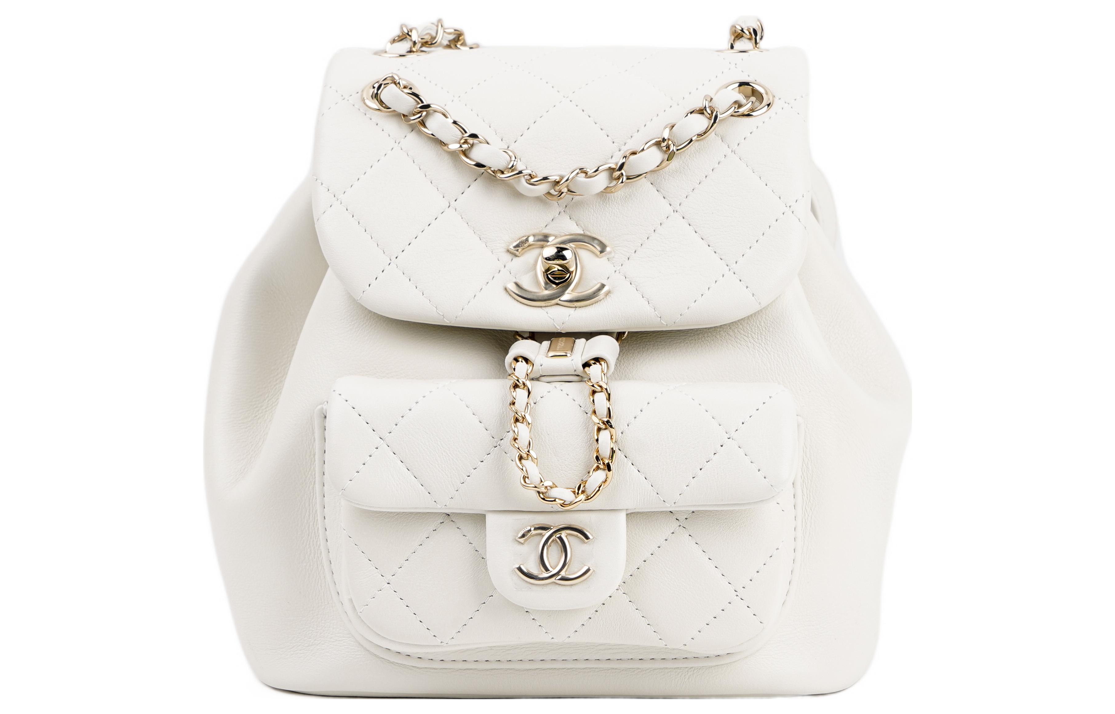 

CHANEL Рюкзак Duma из телячьей кожи с золотым металлом, женский, белый