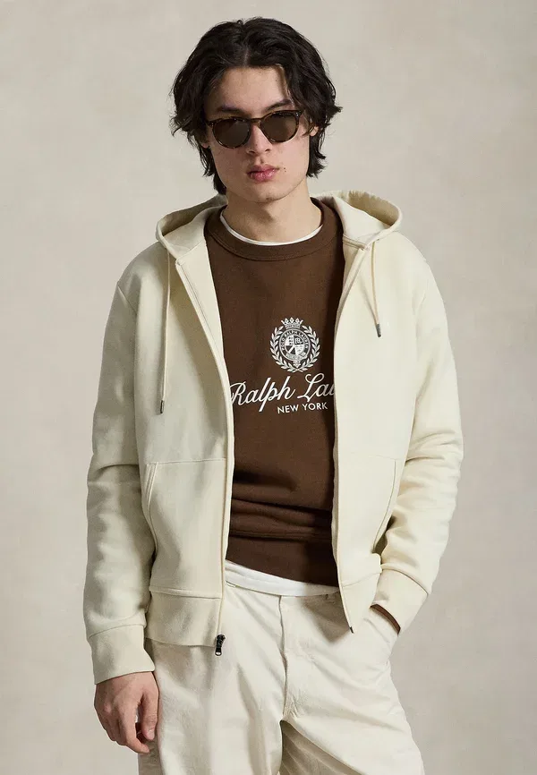 Толстовка на молнии Double Knit Full Zip, Polo Ralph Lauren, кремовый