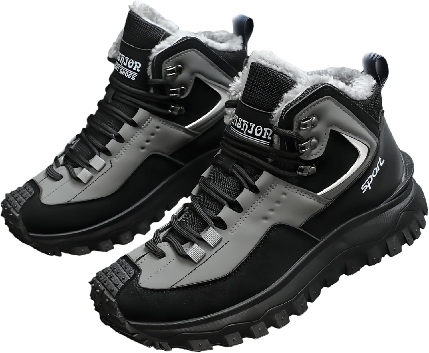 

Зимние мужские кроссовки с толстой подошвой и утолщенной конструкцией. Крупный размер. Удобная и теплая подкладка. Приятная текстура верха Clolinde, черный/серый