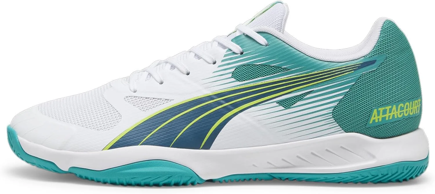 Кроссовки унисекс Puma Attacourt для игр в рамках соревнований, белый/зеленый