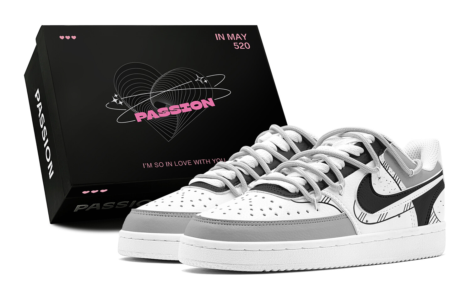 

Кроссовки Nike Court Vision 1 Skateboarding Shoes Women's Low-top Gray, черный