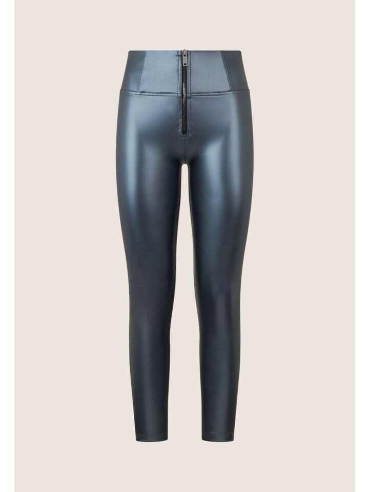 

Тканевые брюки FREDDY Kunstleder 7/8 Hose High Waist, цвет Metallic -Optik Blau