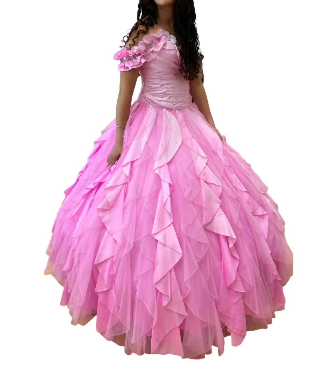 Платье Quinceañera с открытыми плечами в ярко-розовом цвете Mary's Bridal — фото 4