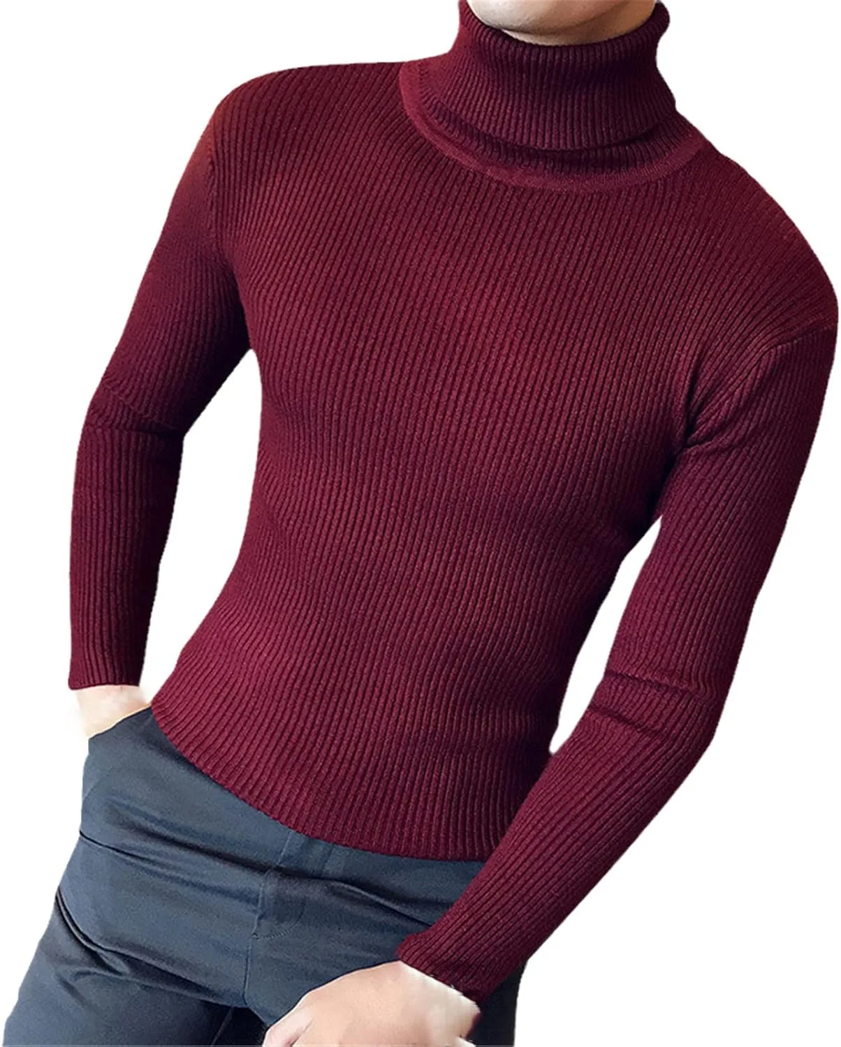 

Мужской свитер водолазка HOURVNEI осенне-зимний slim fit черный вязаный