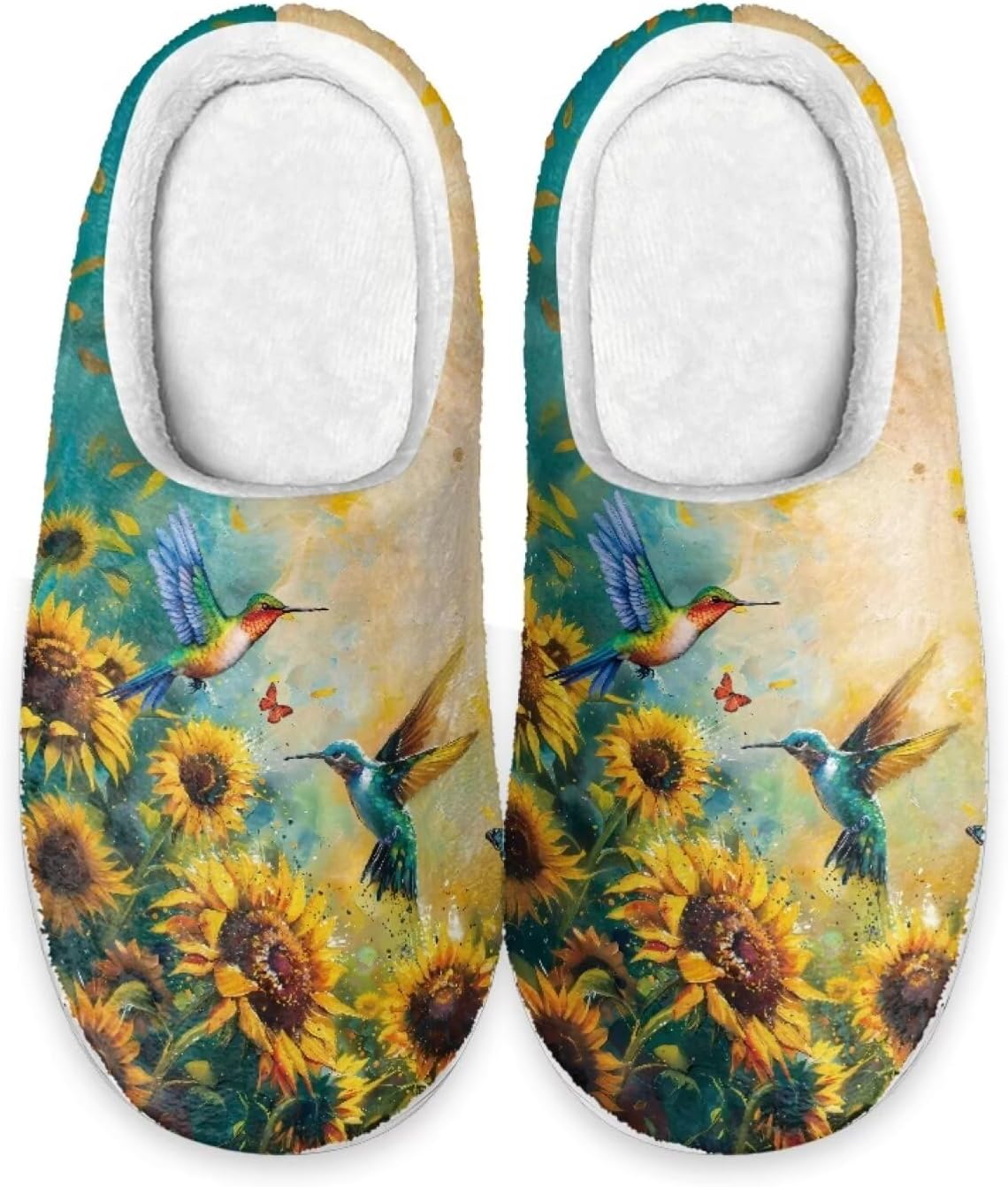 

Милые тапочки Forchrinse с таксой, женские тапочки, мужские тапочки на мягкой подошве, уютные плюшевые зимние тапочки с эффектом памяти, нескользящие для дома и спальни, Hummingbird Sunflower