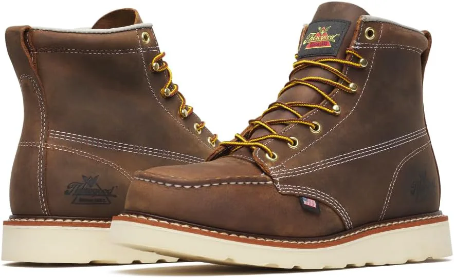 Рабочие ботинки Thorogood American Heritage с стальным носком 6” для мужчин - из цельнозернистой кожи с Мок-Тоу, противоскользящей подошвой клиновидной формы и комфортной стелькой; сертифицированы по стандарту EH — фото 4