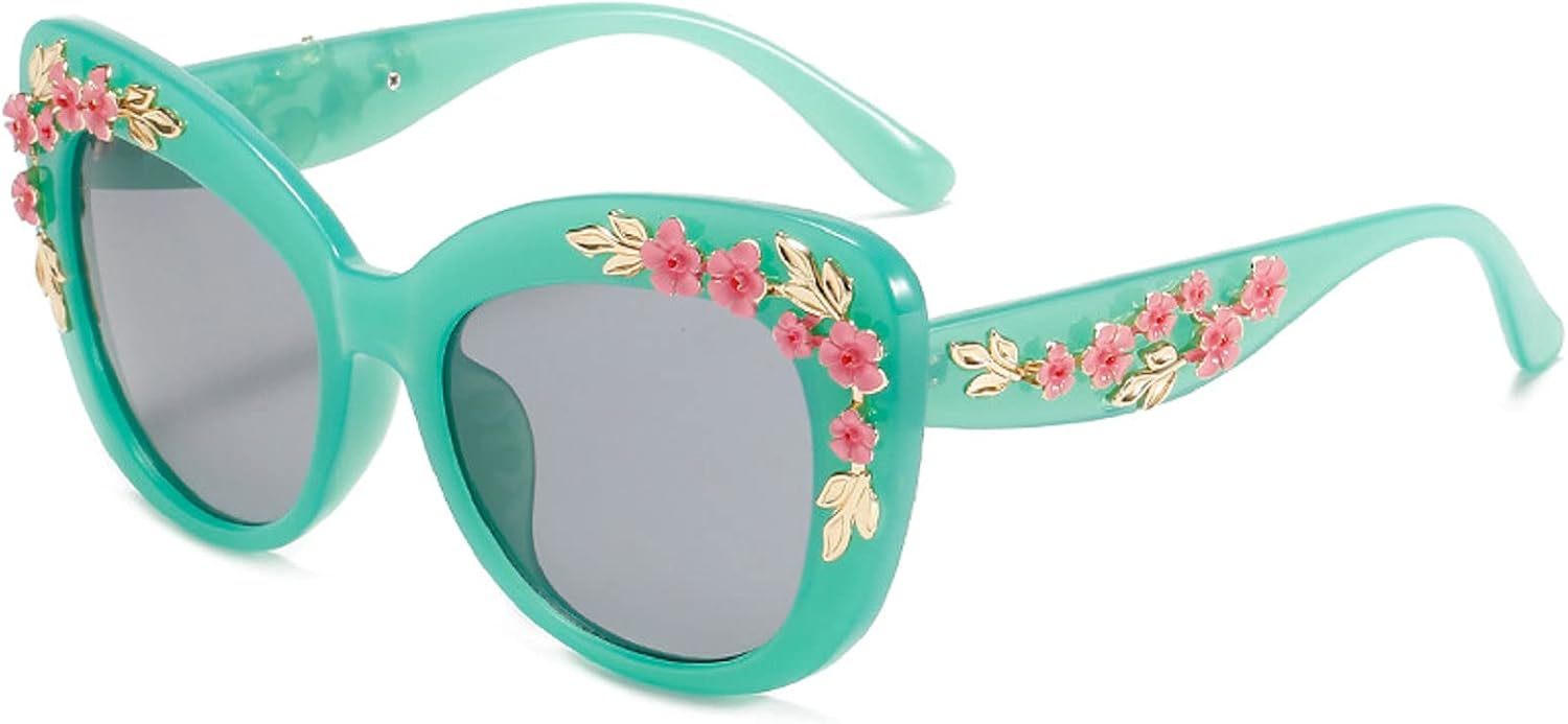 

Большие солнцезащитные очки «кошачий глаз» для женщин, роскошные летние очки с цветочным рисунком, большие градиентные солнцезащитные очки для женщин, элегантные солнцезащитные очки mincl, Green